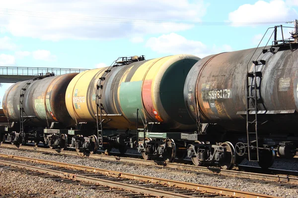 Železniční cisternové vozy — Stock fotografie
