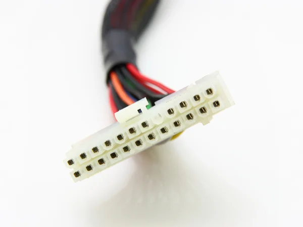 Počítačové desky elektrické vedení. barevné kabely — Stock fotografie