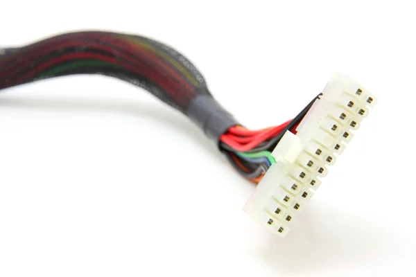 Dator moderkort kraftledningar. färg kablar — Stockfoto