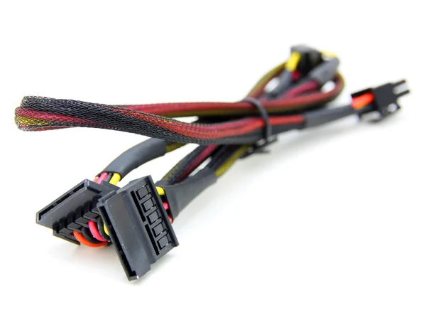 Sabit disk sürücü güç kabloları ile elektronik tel kablo — Stok fotoğraf