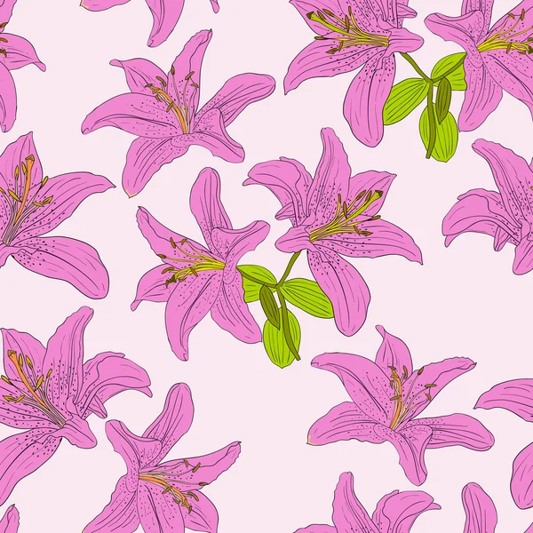 Nahtloser Hintergrund mit Blütenlilie. — Stockfoto