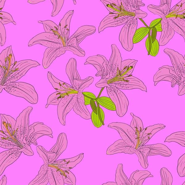 Nahtloser Hintergrund mit Blütenlilie. — Stockfoto