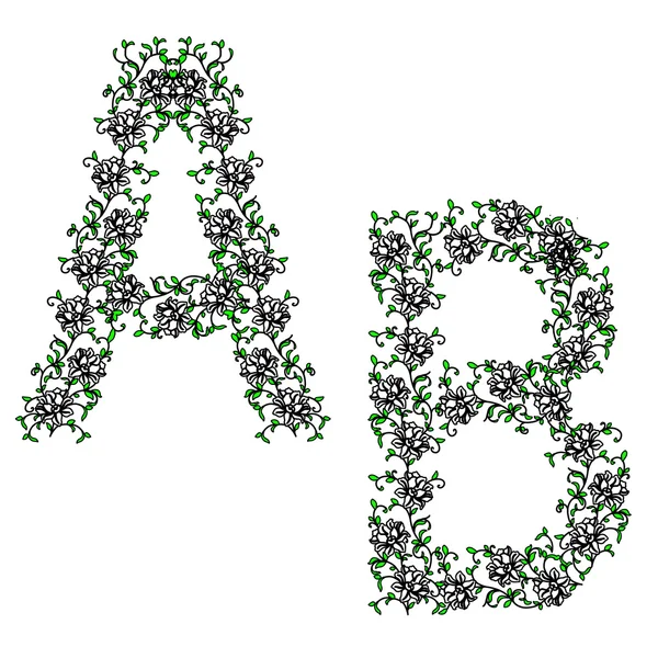 Disegno a mano alfabeto ornamentale. Lettera AB — Foto Stock