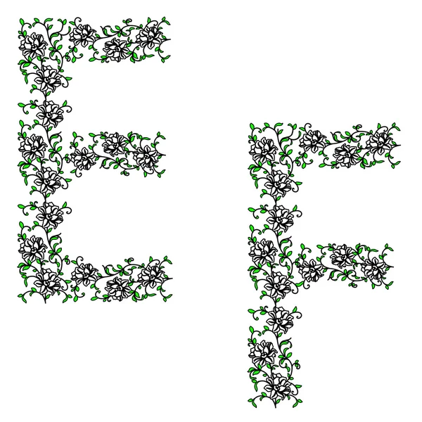 Hand ritning prydnads alfabetet. brev ef — Stockfoto