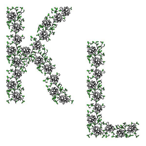 Desenho à mão alfabeto ornamental. Carta KL — Fotografia de Stock