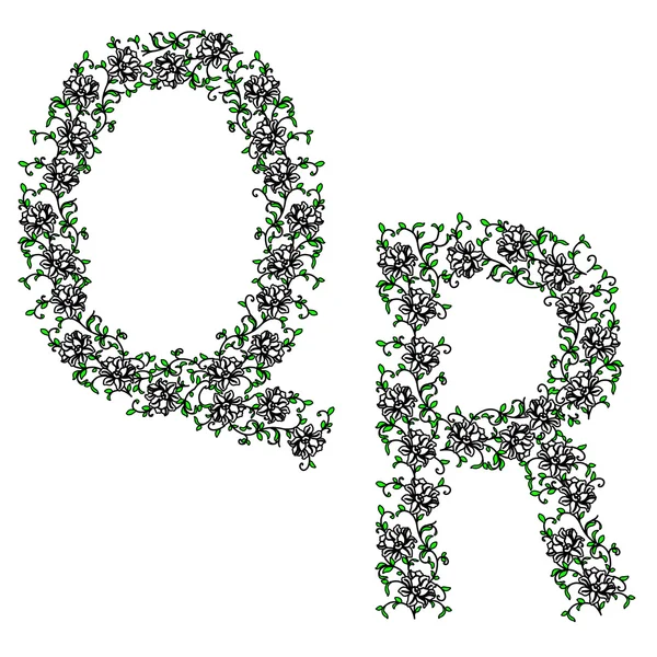 Disegno a mano alfabeto ornamentale. Lettera QR — Foto Stock