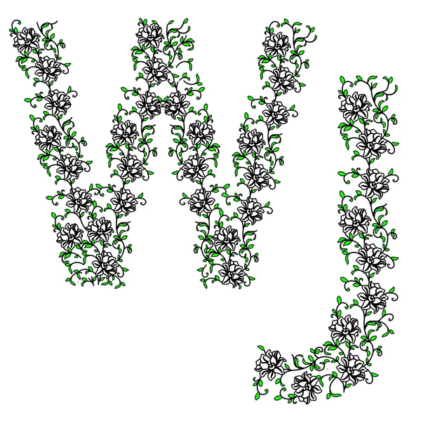 วาดตัวอักษรประดับด้วยมือ ตัวอักษร WJ — ภาพถ่ายสต็อก