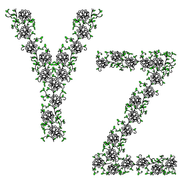 Handzeichnung ornamentales Alphabet. Buchstabe yz — Stockfoto
