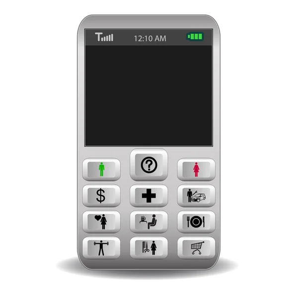 Telefon komórkowy z ikony na wywołaniu przyciski — Zdjęcie stockowe