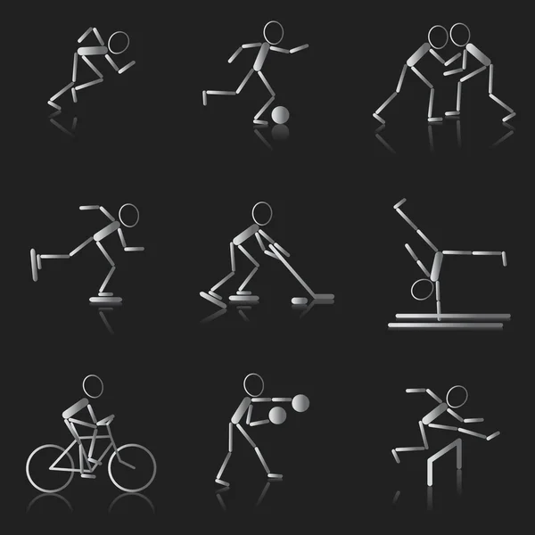 Zestaw czarno-białych ikon sportowych — Zdjęcie stockowe