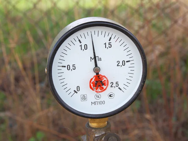 Gas manometer gauge met een zwarte pijl — Stockfoto