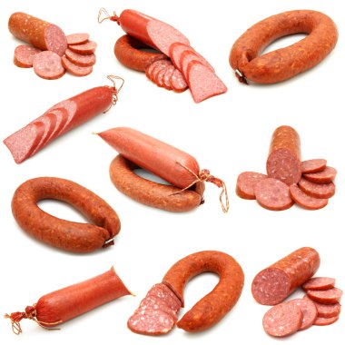 Sausage collection isolated on white background clipart