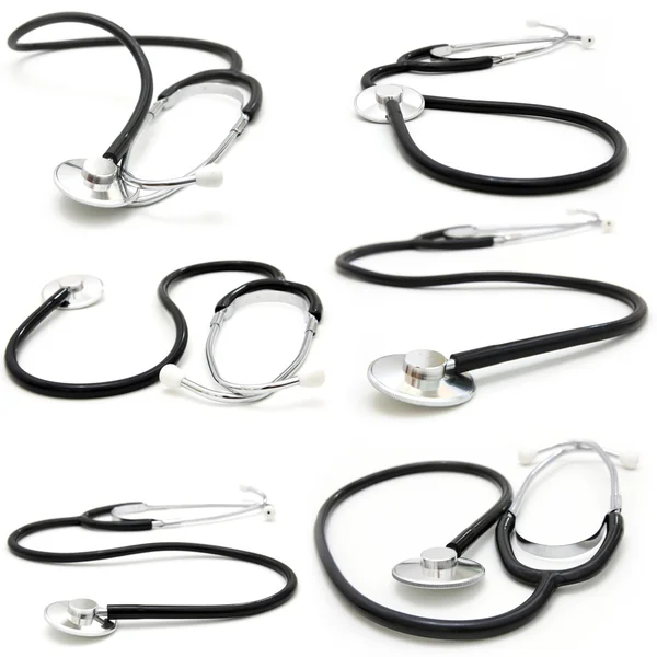 Collezione stetoskop su sfondo bianco — Foto Stock