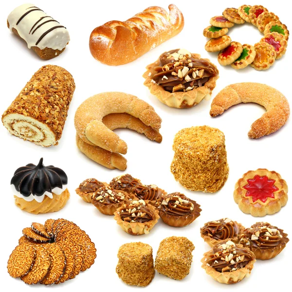Conjunto de cookies de las distintas formas sobre fondo blanco —  Fotos de Stock