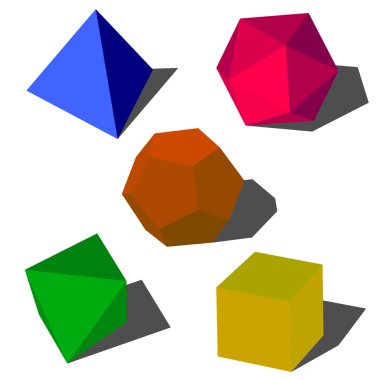 Colorfull 3d geometric shapes clipart