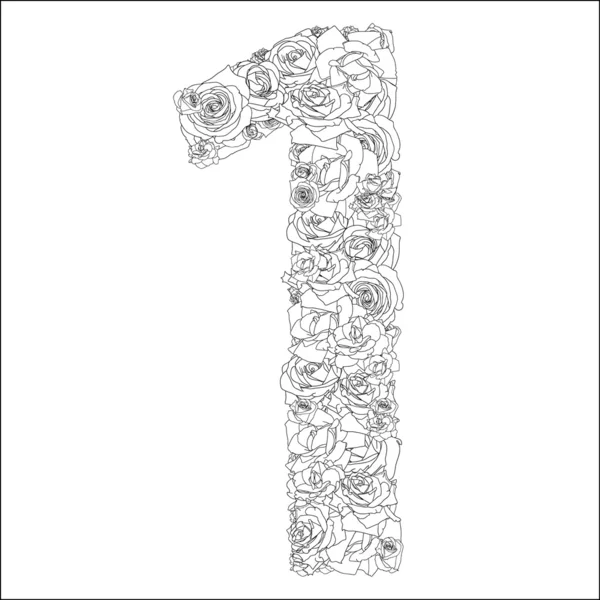 文字 1 赤いバラの花アルファベット — ストック写真