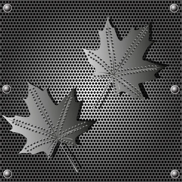 Metal shield maple leaf background with rivets — Stock Photo, Image