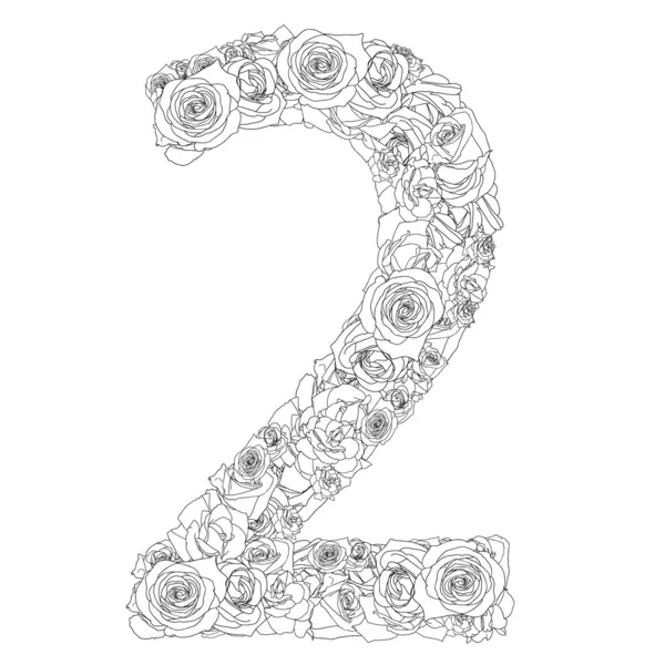 Flower alphabet of red roses, characters 2 — Stock Photo, Image