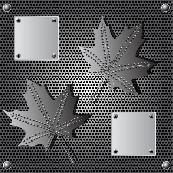 Metall Schild Ahornblatt Hintergrund mit Nieten — Stockfoto