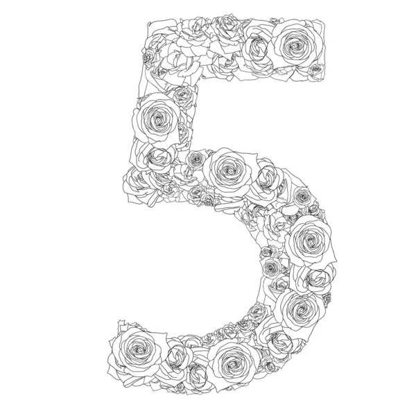 Bloem alfabet van rode rozen, tekens 5 — Stockfoto