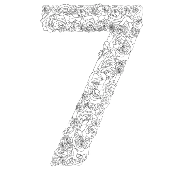 Kırmızı gül, karakter 7 çiçek alfabesi — Stok fotoğraf