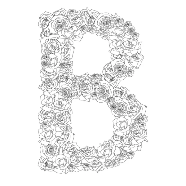 Alfabeto de flores de rosas vermelhas, caracteres B — Fotografia de Stock