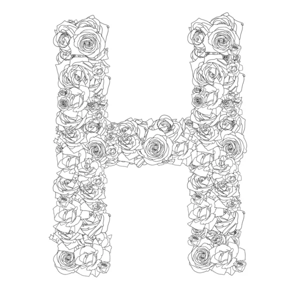 Alfabeto de flores de rosas vermelhas, caracteres H — Fotografia de Stock