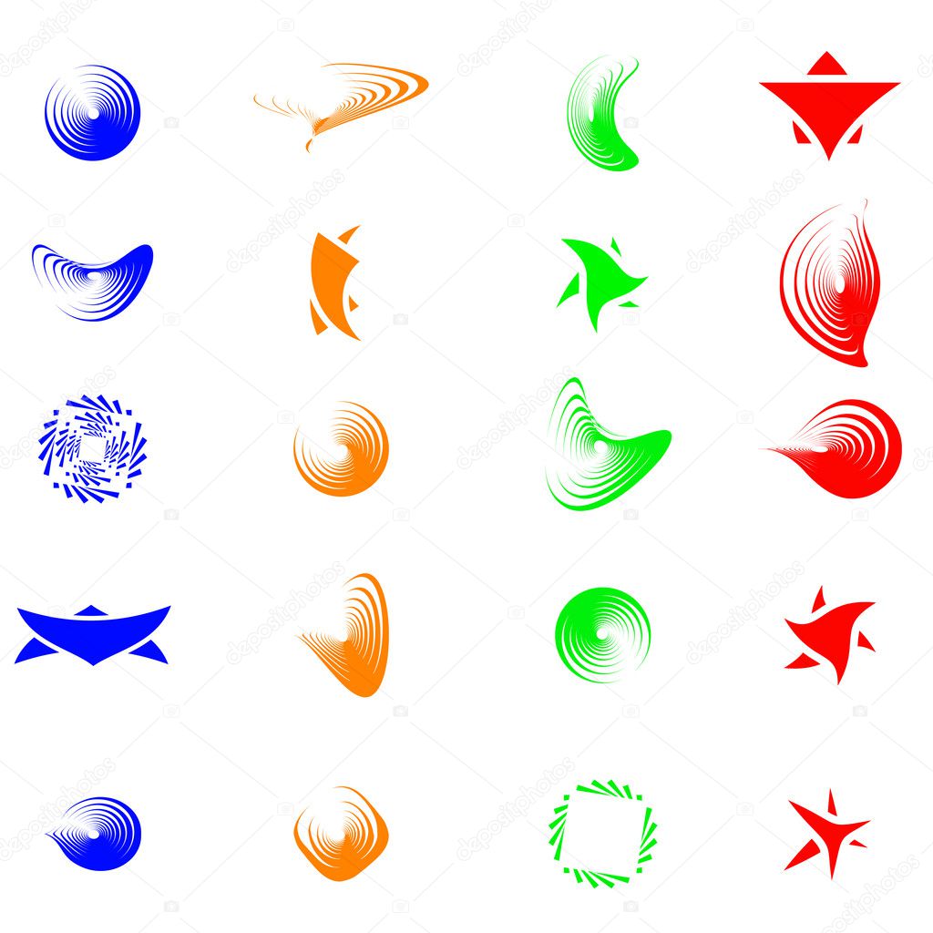 Set of color abstract symbols for design - also as emblem or log