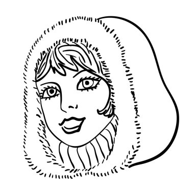 Hand-drawn fashion model illustration. Woman's face