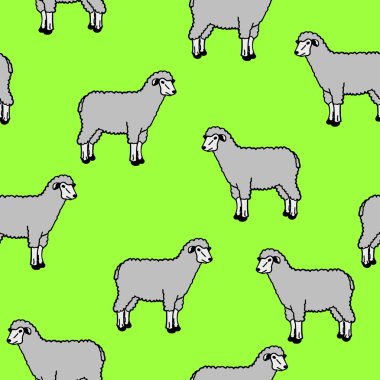 Seamless wallpaper with sheep and rams clipart