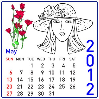 2012 year calendar in May