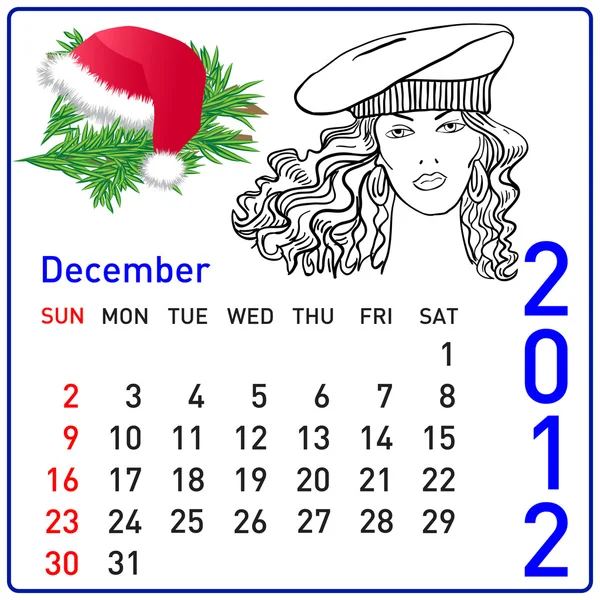 2012 year calendar in December — Zdjęcie stockowe