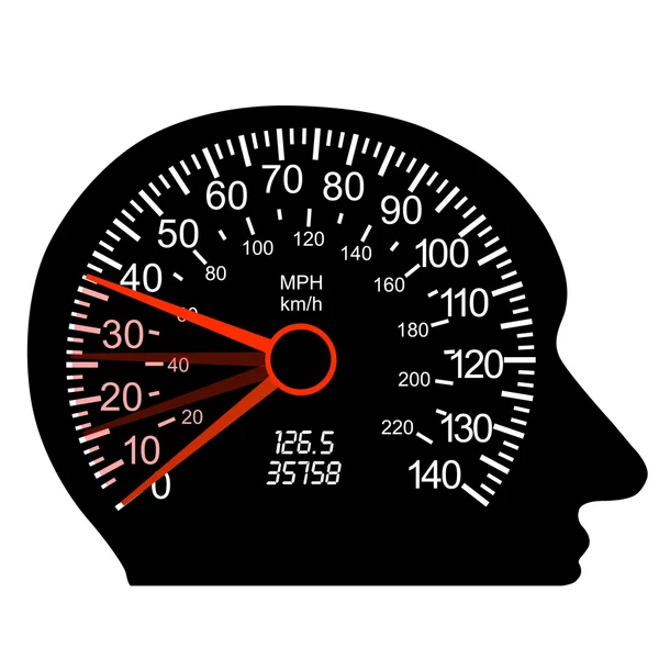 Compteur de vitesse de voiture dans le cerveau humain — Photo