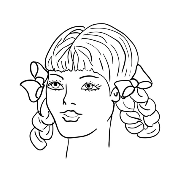 Ilustración de modelo dibujado a mano. Cara de mujer —  Fotos de Stock