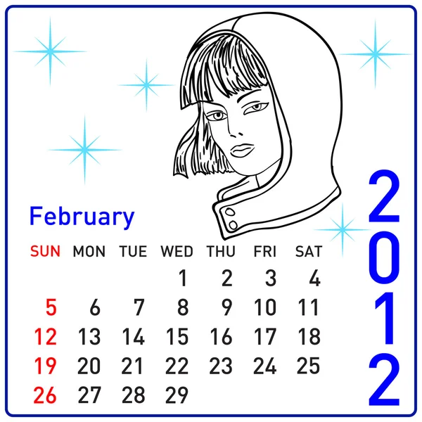 2012 calendario del año en febrero — Foto de Stock