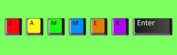 Banner de verão ilustração do teclado do comput — Fotografia de Stock