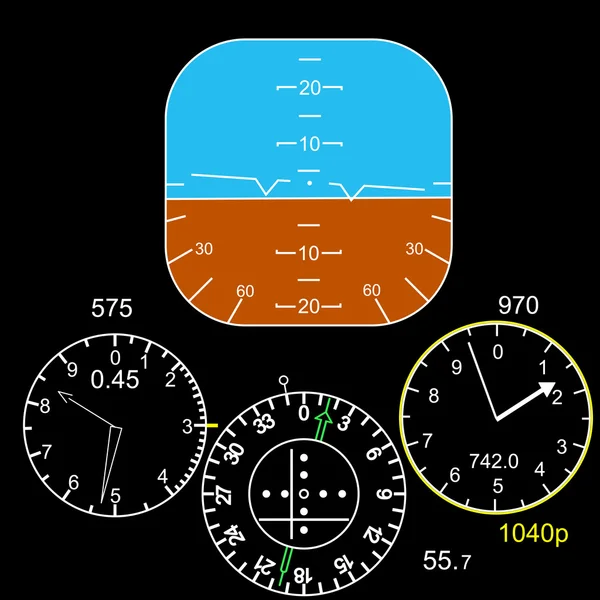 Kontrollpanel i en flygplanscockpit — Stockfoto