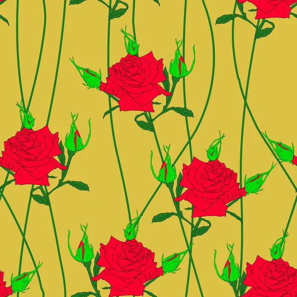 Sömlös bakgrund med blomma rosor. — Stockfoto