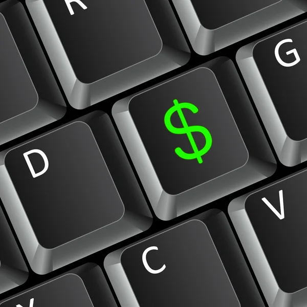 Dólar conceito de negócio de dinheiro com teclado de computador — Fotografia de Stock