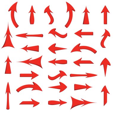 set of red arrows on white clipart