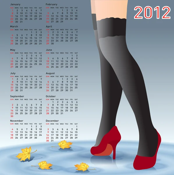 2012 kalender kvinnliga ben i strumpor — Stockfoto