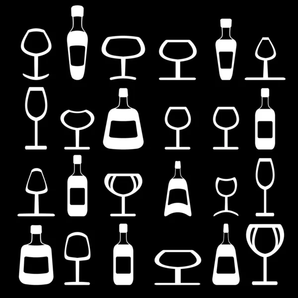 Şarap bira cam bardak ve şişe — Stok fotoğraf