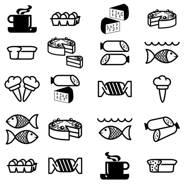 Silhouettes of icons on the food theme — ストック写真