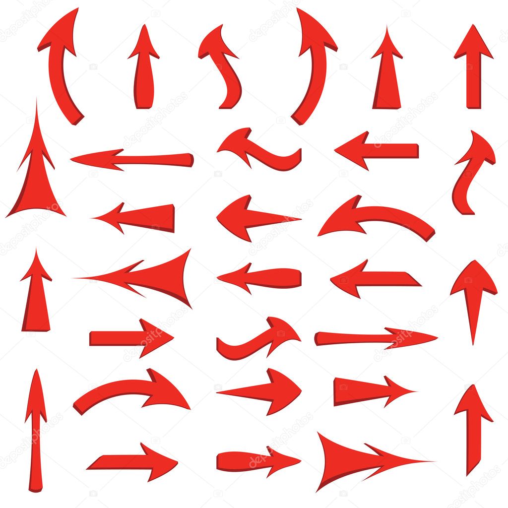set of red arrows on white