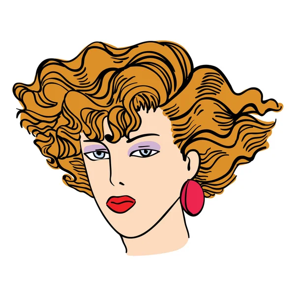 Hand-drawn fashion model illustration. Woman's face — Stok fotoğraf