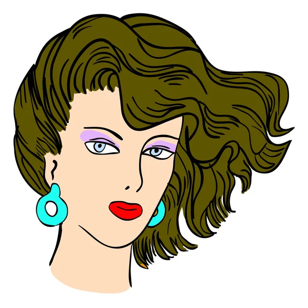 Hand-drawn fashion model illustration. Woman's face — ストック写真