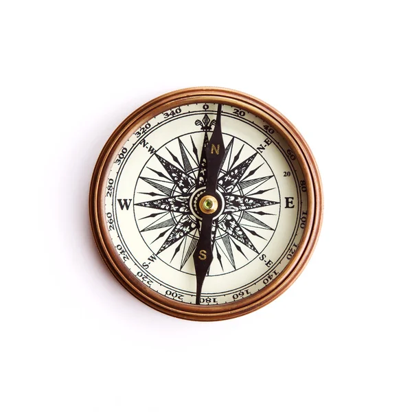 Vintage Messing Kompass mit Clipping-Pfad — Stockfoto