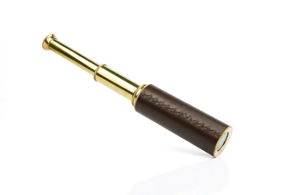 Antique brass telescope on white with clipping path — Stock Photo, Image