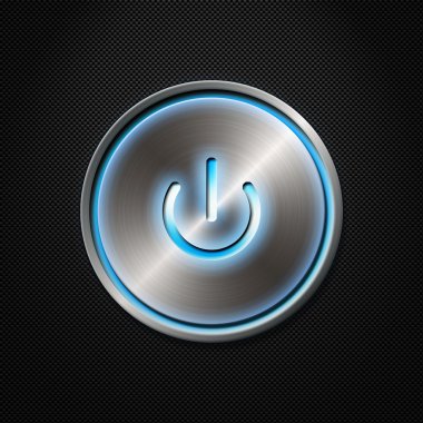 Power button on carbon fiber background clipart