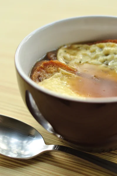 Stock image Onion soup with toast